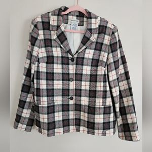 Vintage 1980s White Stag Wool Tartan Tweed Plaid Academia Holiday Blazer 16 XL